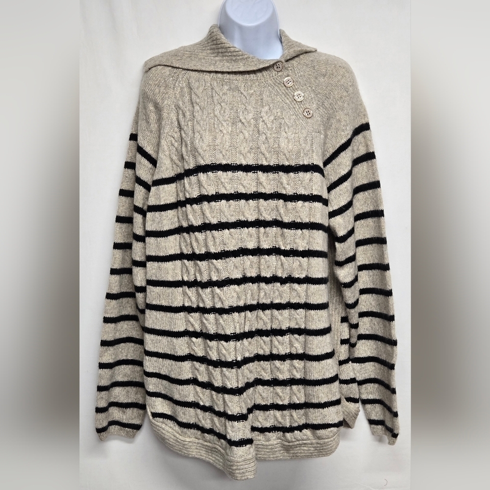 Croft & Barrow XXL Chunky Cable Knit Sweater Split Asymmetrical Turtleneck